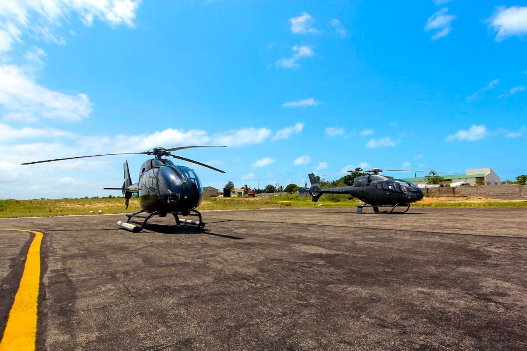 Archipelago Charters helicopters lined up on the runway